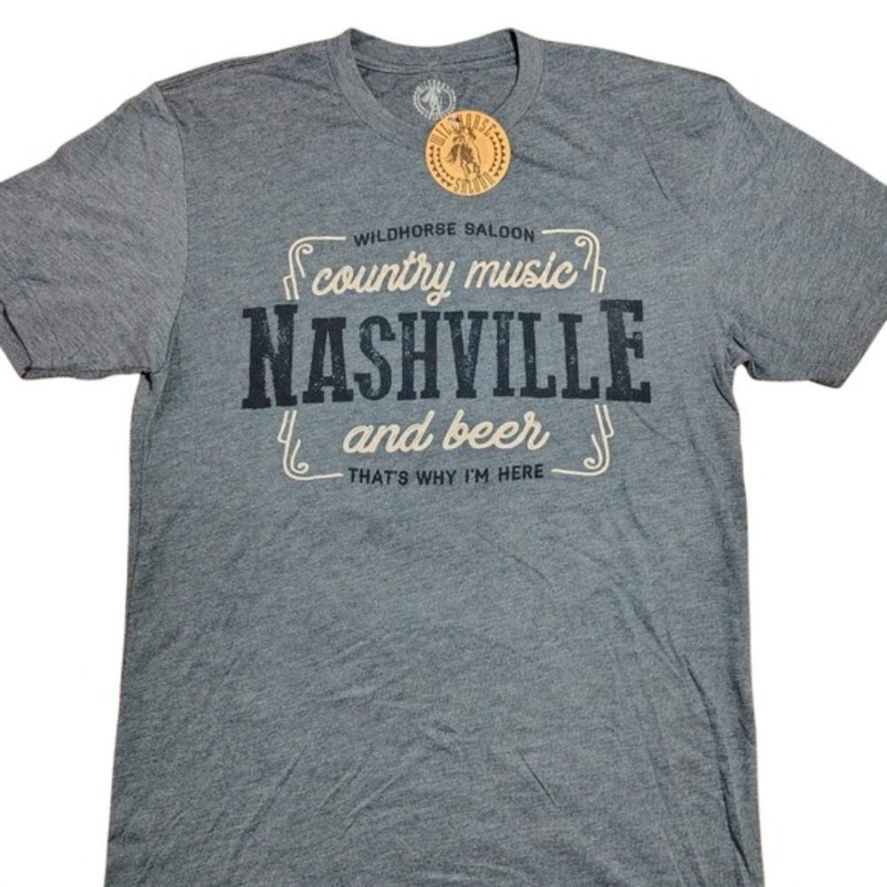 Wildhorse Saloon Country Music Nashville Beer T Shirt Blue Graphic‎ Tee western